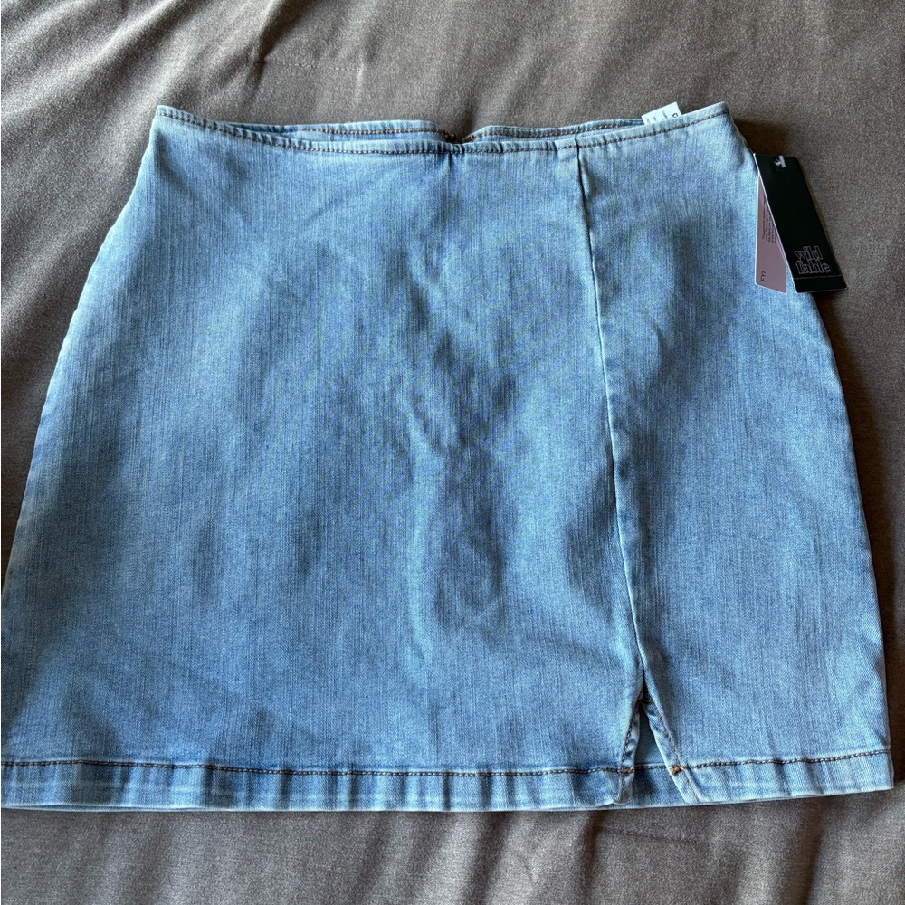 wild fable Light Blue Denim Mini Skirt with Front Notch